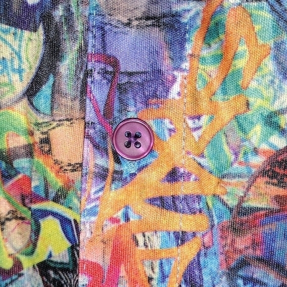 czc‎ graffiti men's polyester short sleeve button up shirt xl - Picture 5 of 7